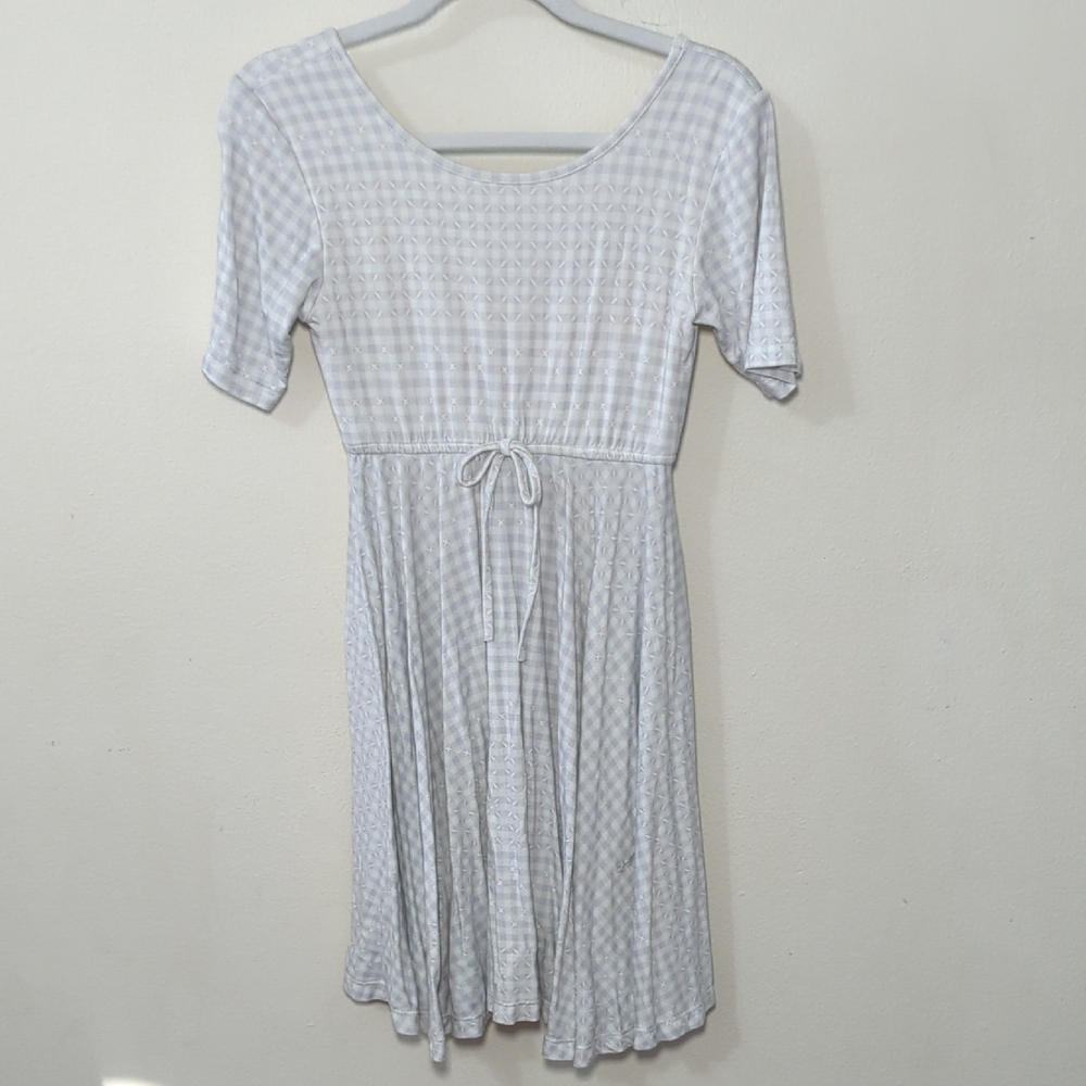 Omi Jo Well Dressed Wolf Gull Grey Gingham Empire Dress Viscose Girls Size 8